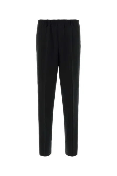 Cellar Door Wide-leg Ezio Pant In Stretch Knit In Black