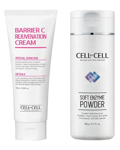 Cellbycell Unisex Barrier C Rejuvenation Cream + Soft Enzyme Cleanser Powder In White