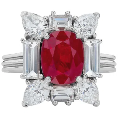 Pre-owned Cellini 18 Karat Gold 2.88 Carat Burmese Ruby Ring With 2.88 Carat Diamonds In Multi