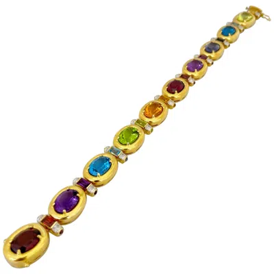 Pre-owned Cellini 18 Karat Gold 32.01 Carat Semi Precious And 0.20 Carat Diamond Bracelet In Multi