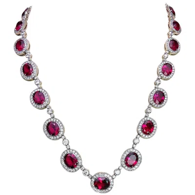 Pre-owned Cellini 18 Karat Gold Necklace With 37.77 Carat Rubelite & 10.43 Carat Diamonds In Multi