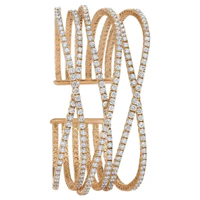 Pre-owned Cellini 18 Karat Rose Gold, 8.72 Carat Diamond Flexible Cuff In Red