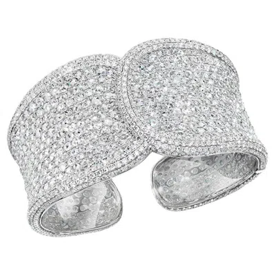 Pre-owned Cellini 18 Karat White Gold, 19.42 Carat Rose Cut Diamond Cuff