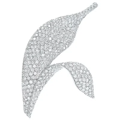 Pre-owned Cellini 18 Karat White Gold 2.36 Carat Diamond Leaf Brooch