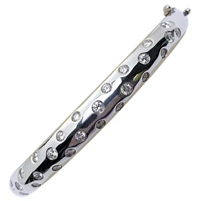 Pre-owned Cellini 18 Karat White Gold And 1.10 Carat Diamond Bangle Bracelet