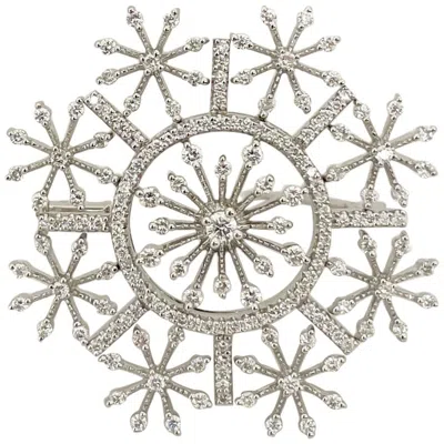 Pre-owned Cellini 18 Karat White Gold And 1.51 Carat Diamond Micro Pave Snowflake Brooch