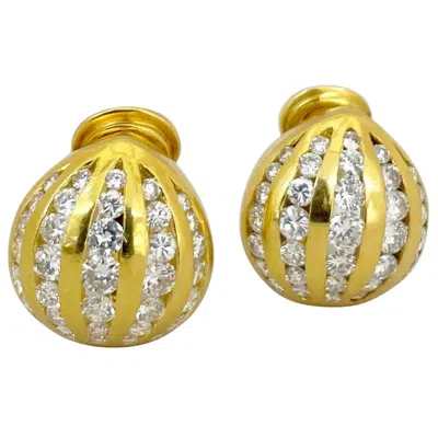 Pre-owned Cellini 18 Karat Yellow Gold 2.13 Carat Diamond Button Earrings