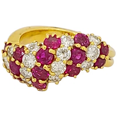 Pre-owned Cellini 18 Karat Yellow Gold, 2.31 Carat Ruby And 1.10 Carat Diamond Cocktail Ring