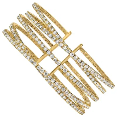 Pre-owned Cellini 18 Karat Yellow Gold 6.72 Carat Diamond Flexible Cuff Bracelet