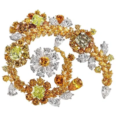 Pre-owned Cellini 18 Karat Yellow Gold Brooch 19.85 Carat Natural Fancy Colored Diamonds