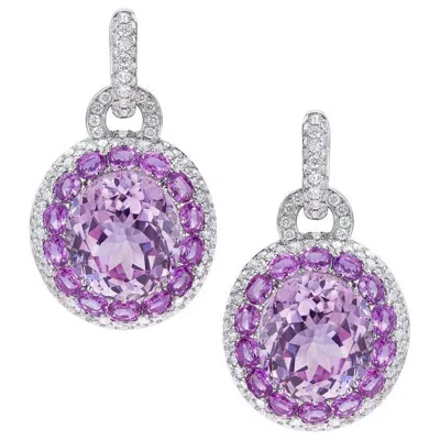 Pre-owned Cellini 18kt Gold, 22.61ct. Kunzite, 4.65ct. Sapphire & 3.07ct. Diamond Earrings In Blue