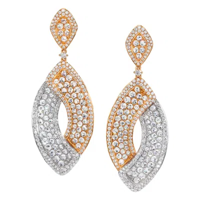 Pre-owned Cellini 18kt Rose & White Gold 6.24cts Brilliant & Rose Cut Diamond Hanging Earrings