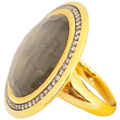 Pre-owned Cellini 18kt. Rose Gold, 15.93ct. White Quartz Circle And .57 Carat Diamond Ring