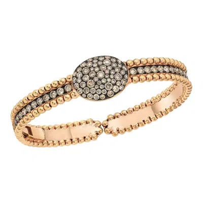 Pre-owned Cellini 18kt Rose Gold And 3.50ct Cognac Diamonds Beaded Edge Bracelet In Red