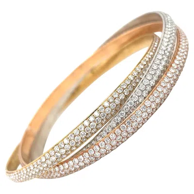 Pre-owned Cellini 18kt Tri Color Rose, Yellow & White Gold 17.05 Ct Diamond Rolling Bracelet