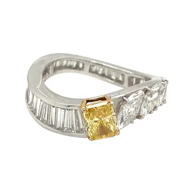 Pre-owned Cellini 18kt Wg, Gia .52 Ct. Fancy Intense Orange Yellow Diamond Band Ring