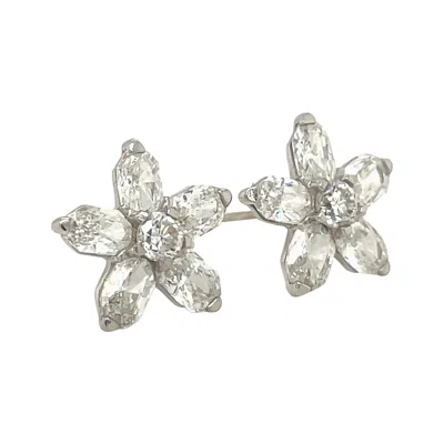Pre-owned Cellini 18kt White Gold 2.50ct. Diamond Flower Stud Earrings