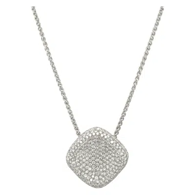 Pre-owned Cellini 18kt White Gold 3.25ct Diamond Cushion Shaped Pendant