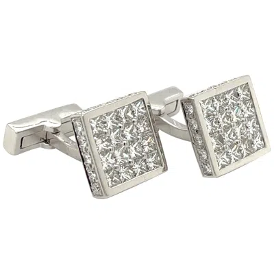 Pre-owned Cellini 18kt White Gold 5.65ct. Diamond Square Cuff Links