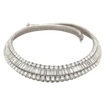 Pre-owned Cellini 18kt White Gold 59.78. Baguette & Round Diamond Collar Necklace