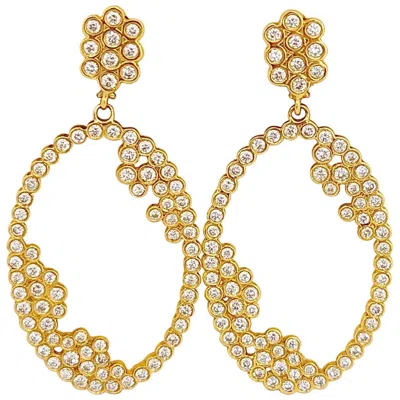 Pre-owned Cellini 18kt Yellow Gold 3.88ct. Diamond Bubble Hanging Earrings
