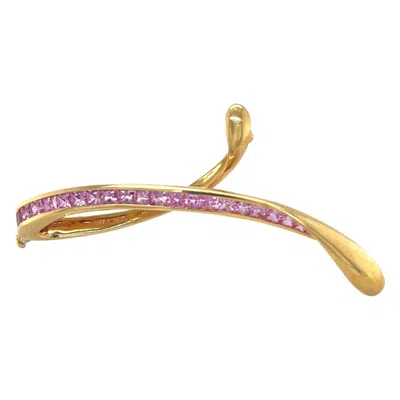 Pre-owned Cellini 18kt Yellow Gold 4.12 Ct Pink Sapphire Ribbon Brooch