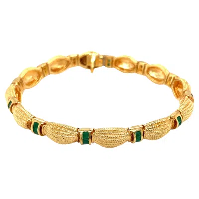 Pre-owned Cellini 18kt Yellow Gold Bracelet With 2.88cts Emeralds
