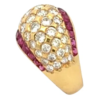 Pre-owned Cellini 18kt Yellow Gold Diamond 1.86cts. & Ruby 0.98cts Dome Ring