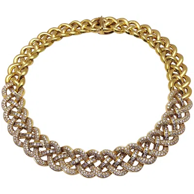 Pre-owned Cellini Diamond Yellow Gold Braided Collar Necklace