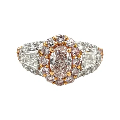 Pre-owned Cellini Fancy Light Pink Diamond Ring With White Diamonds Set In Rose Gold And Platinum