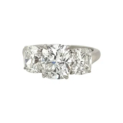 Pre-owned Cellini Gia Cert, 3 Stone, 2.02ct. Cushion Center, F Color Diamond Ring In Multi