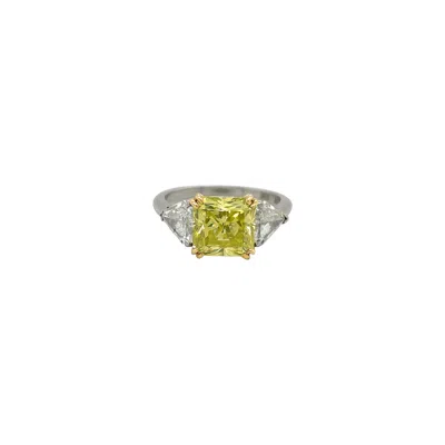 Pre-owned Cellini Gia Natural Fancy Intense 3.06ct. Chartreuse Radiant Diamond In Multi