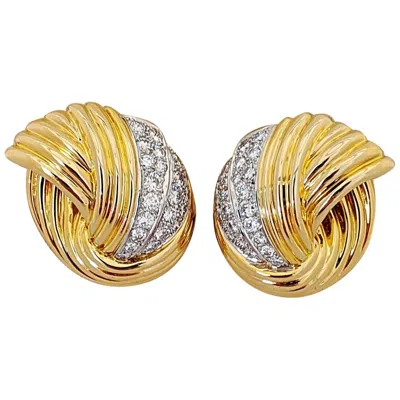 Pre-owned Cellini Jewelers 18 Kt Y/w Gold, 2.24 Ct Vintage Collectible Dia.swirl Earrings In Multi