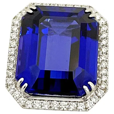 Pre-owned Cellini Jewelers 18kt Gold, 32.27 Carat Tanzanite Ring With 1.45 Carat Diamonds In Multi
