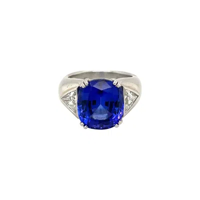 Pre-owned Cellini Jewelers 9.51c.t Tanzanite Ring With Diamond Side Stone Set In Platinum In Multi
