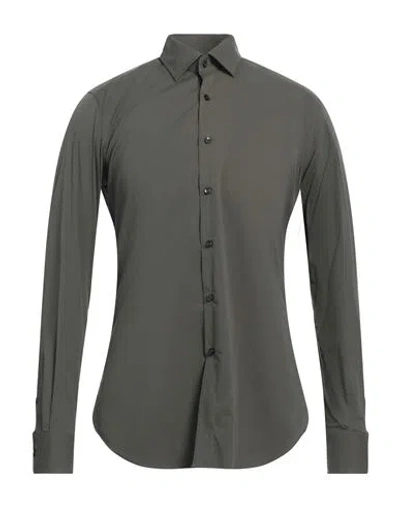 Cellini Man Shirt Military Green Size 17 ½ Cotton, Polyamide, Elastane