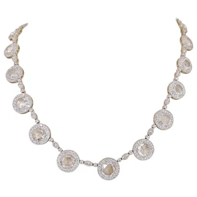 Pre-owned Cellini Platinum 9.99 Carat Rose Cut Diamond Necklace With Diamond Accents In Red