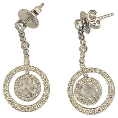 Pre-owned Cellini Platinum And Rose Cut Diamond Earrings In Red