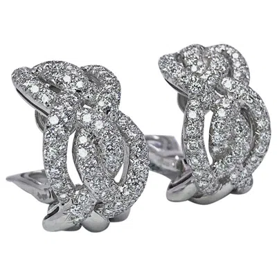 Pre-owned Cellini Roger Mathon For  Nyc 18 Karat Gold & 3.85 Carat Diamond Braided Earrings In Multi