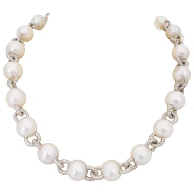 Pre-owned Cellini South Sea Pearls And 11.17 Carat Diamond Necklace In Multi