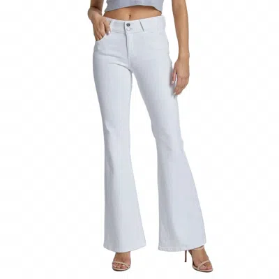 Cello 2 Button Mid Rise Flare Jeans In White