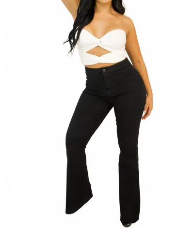 Cello Avery High Waisted Flare Pants In Black