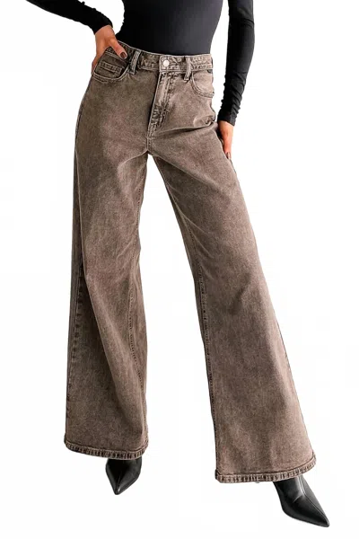 Cello Bane High Rise Wide Leg Jeans In Washed Brown In Multi