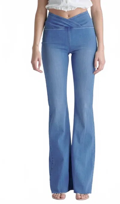 Cello Criss Cross Waist Jeans In Blue In Multi