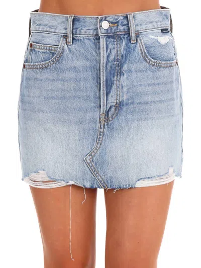 Cello Good Graces Mid Waist Mini Skirt In Light Denim In Blue