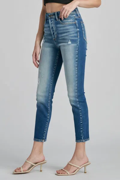 Cello Gracie High Rise Mom Jean In Denim In Blue