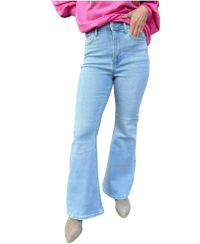 Cello Helen Super Flare Jean In Light Wash In Animal Print