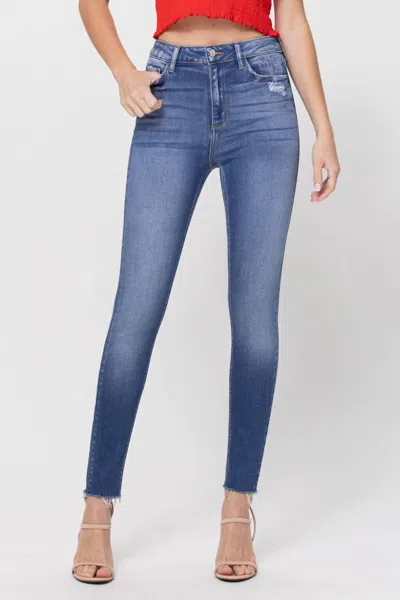 Cello High Rise Ankle Skinny Jeans In Medium Denim In Blue