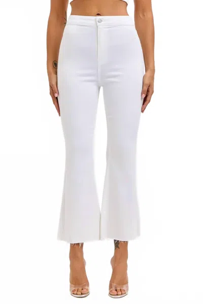 Cello High Rise Crop Flare Jean In White