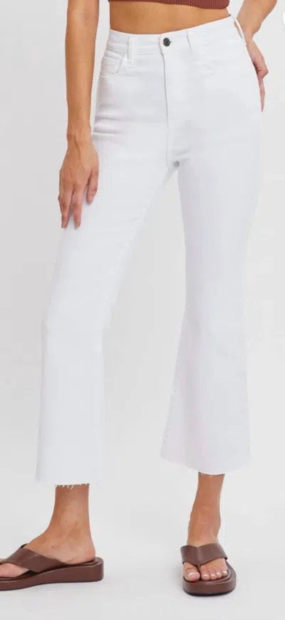 Cello High Rise Crop Flare Jeans In White